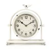 Table Clocks Zentique Vintage White Metal Hinged Bird Table Clock -Globe Sales white zentique table clocks zen 54093a 64 1000