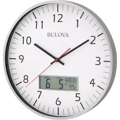 Wall Clocks Bulova 14 In. H X 14 In. W Round Wall Clock