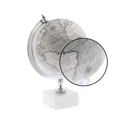 Globes LITTON LANE 11 In. X 7 In. Modern Decorative Globe In White And Silver -Globe Sales whites litton lane globes 28545 4f 1000